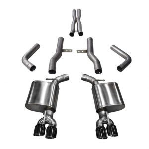 Corsa 15 17 Dodge Challenger Hellcat Dual Rear Exit Extreme Exhaust w 3.5in Black Tips