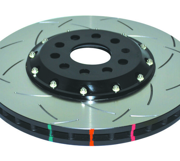 DBA 13-17 VW Golf R (MK7) 5000 Fully Assembled 2-Piece Rotor Black Hat T3 Slotted KP Front