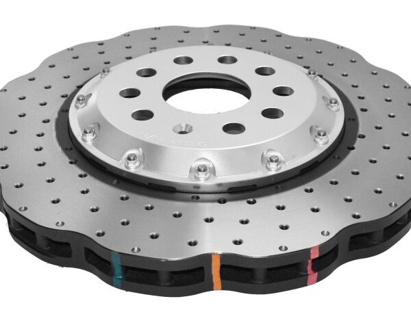 DBA 15-20 Volkswagen Golf R 3.6L Front 5000 Series Cross Drilled Rotor w/Silver Hat