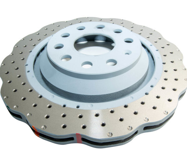 DBA 14-21 Volkswagen GTI (w/Perf Pkg 310mm Rear Disc) Rear 4000 Series Drilled Wavy Rotor w/Slv Hat