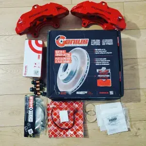 Bolt-On Customizable Porsche 6-Pot 17Z Full Front Brake Kit Upgrade - VW Golf/Jetta Mk5/Mk6 - Passat B6 / Audi A3 8P - TT Mk2