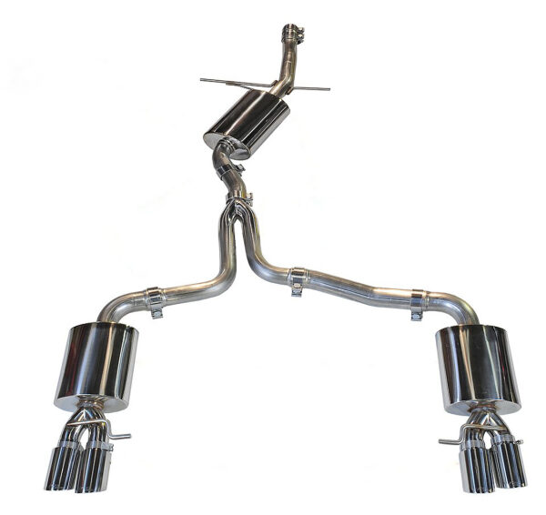 AWE Tuning Audi B8 A4 Touring Edition Exhaust - Quad Tip Polished Silver Tips - Does Not Fit Cabrio