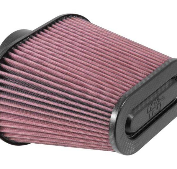 K&N Universal Air Filter 3 11/16in Flange x 8 3/4 x 5 1/2in Base x 6 3/8 x 3 3/16in Top x 7in Height