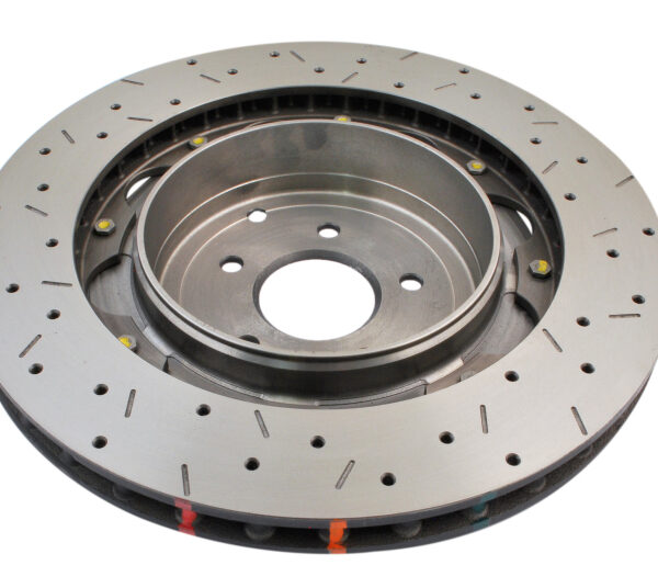 DBA 09+ Nissan GTR R-35 Rear Drilled & Slotted 5000 Series 2 Piece Rotor Assembled w/ Black Hat (Ava