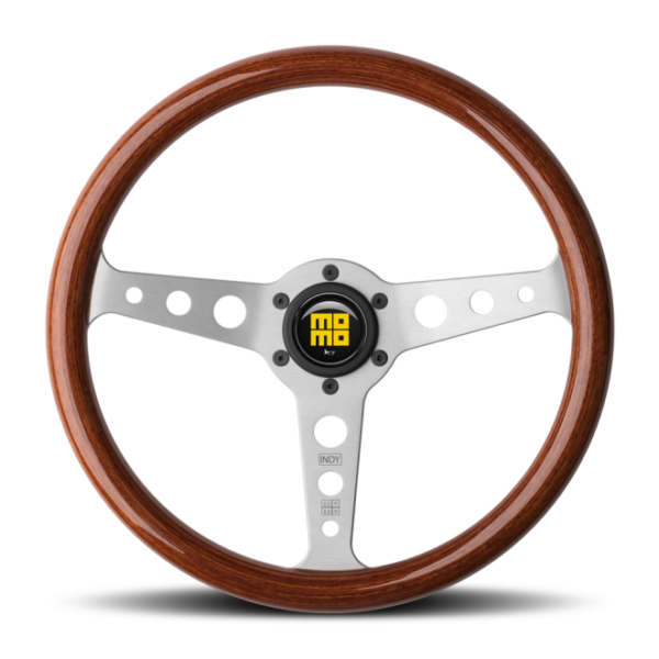 Momo Indy Steering Wheel 350 mm - Magoany Wood/Brshd Spokes