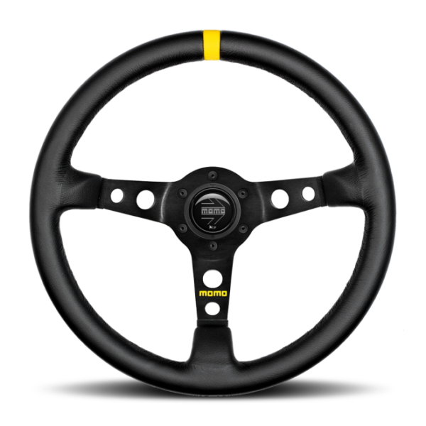 Momo MOD07 Steering Wheel 350 mm -  Black Leather/Black Spokes/1 Stripe