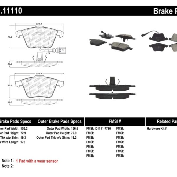 StopTech Performance 08-13 Audi TT Quattro / 12 VW Golf R Front Brake Pads
