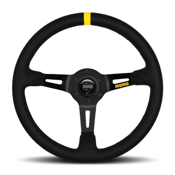 Momo MOD08 Steering Wheel 350 mm -  Black Suede/Black Spokes/1 Stripe