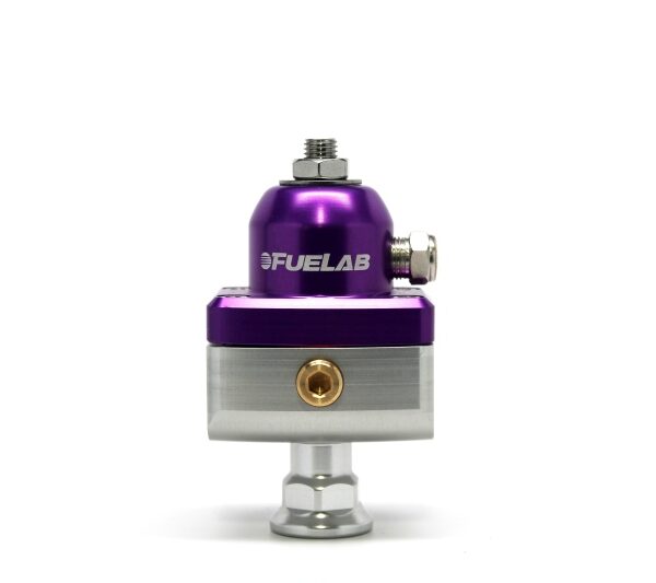 Fuelab 575 High Pressure Adjustable Mini FPR Blocking 25-65 PSI (1) -6AN In (2) -6AN Out - Purple