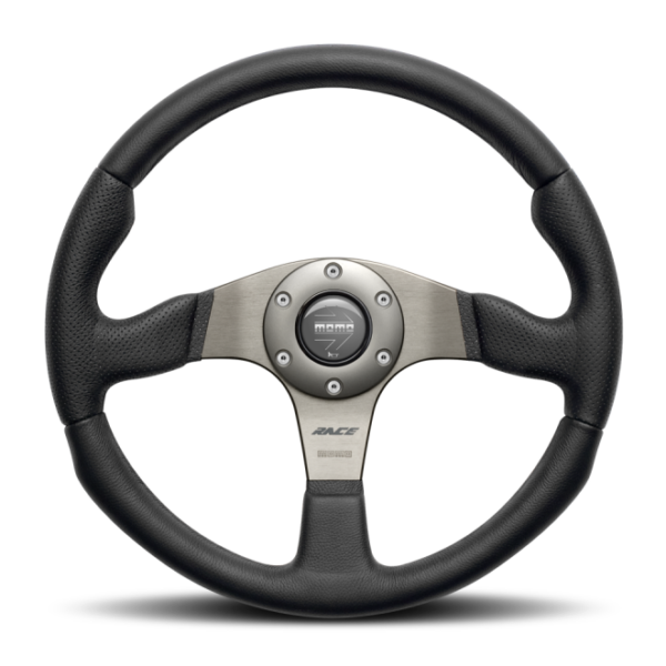 Momo Race Steering Wheel 350 mm - Black Leather/Anth Spokes