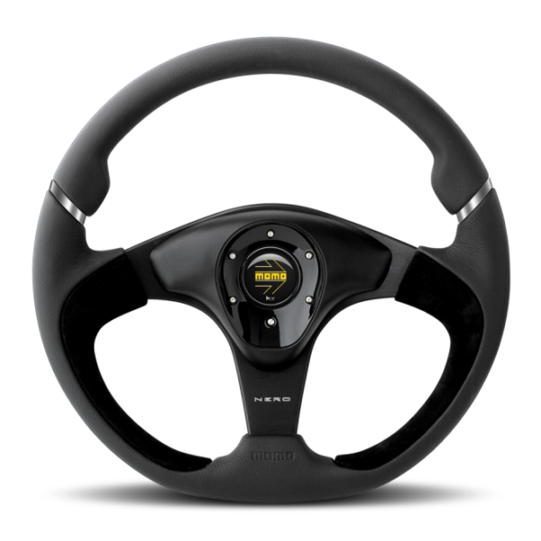 Momo Nero Steering Wheel 350 mm - Black Leather/Suede/Black Spokes