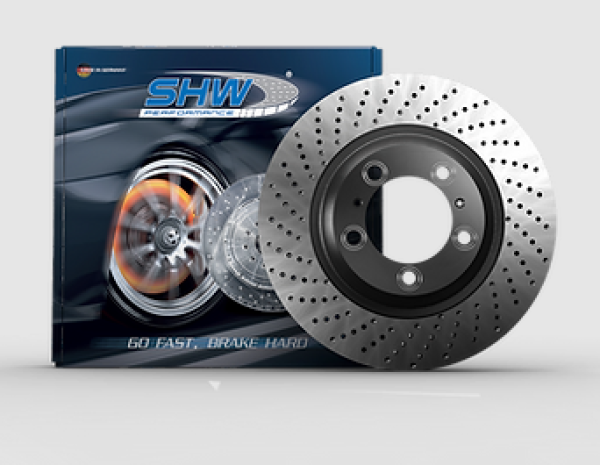SHW 20-21 Porsche Carrera 3.0L Right Front Cross-Drilled Monobloc Brake Rotor (992615302)