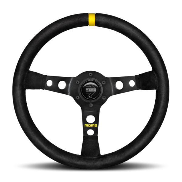 Momo MOD07 Steering Wheel 350 mm -  Black Suede/Black Spokes/1 Stripe