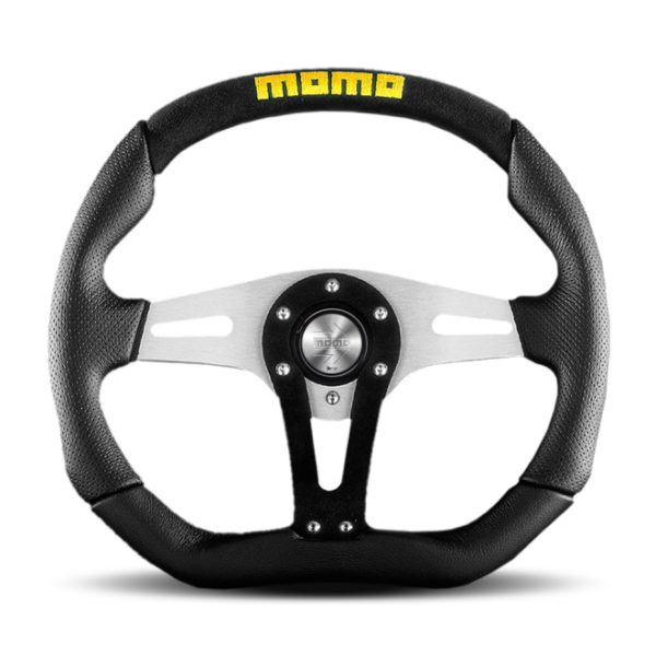 Momo Trek Steering Wheel 350 mm - Black AirLeather/Brshd Al Spokes