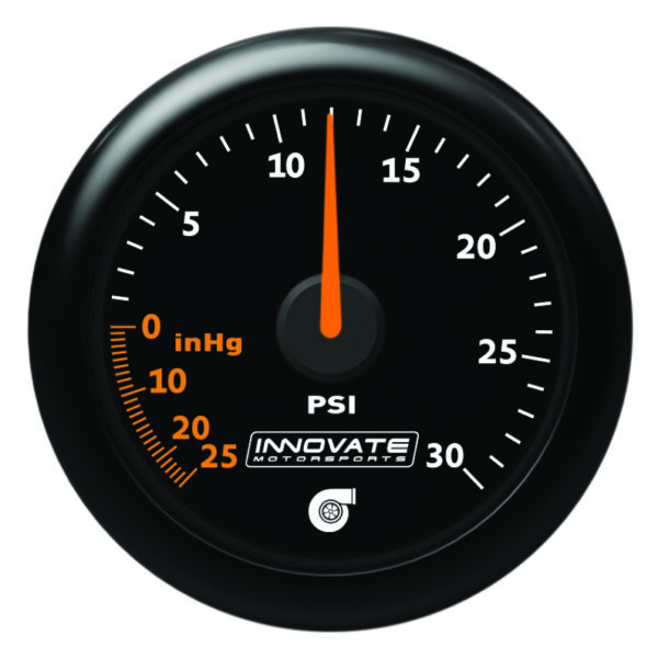 Innovate MTX Analog 30 PSI Vacuum/Boost Gauge Kit - Black Faceplate
