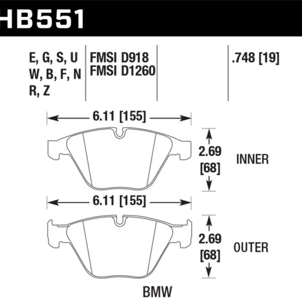 Hawk 09-13 BMW M3 DTC-60 Race Front Brake Pads