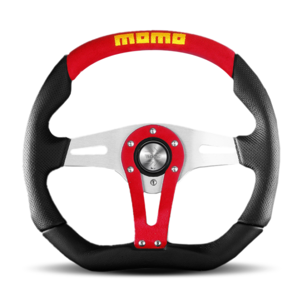 Momo Trek Steering Wheel 350 mm - 4 Black AirLeather/Brshd Al Spokes