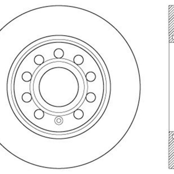 StopTech 10-12 and 15-16 Audi A3/A3 Quattro Sportstop Cryo Slotted & Drilled Rear Left Rotor