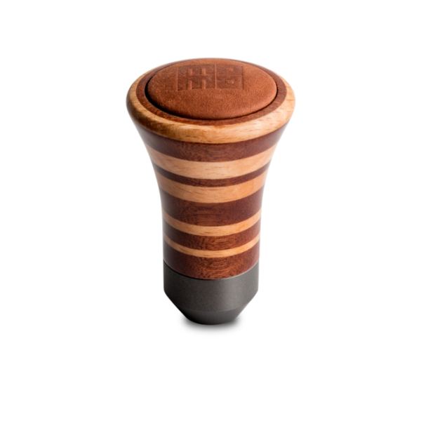 Momo Trofeo Heritage Shift Knob - Tall Wood, Layered Mahogany and Beechwood, Leather Insert Top
