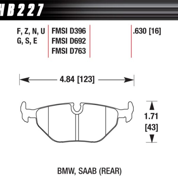 Hawk 92-95 BMW 318i 1.8L Base Sedan Rear ER-1 Brake Pads