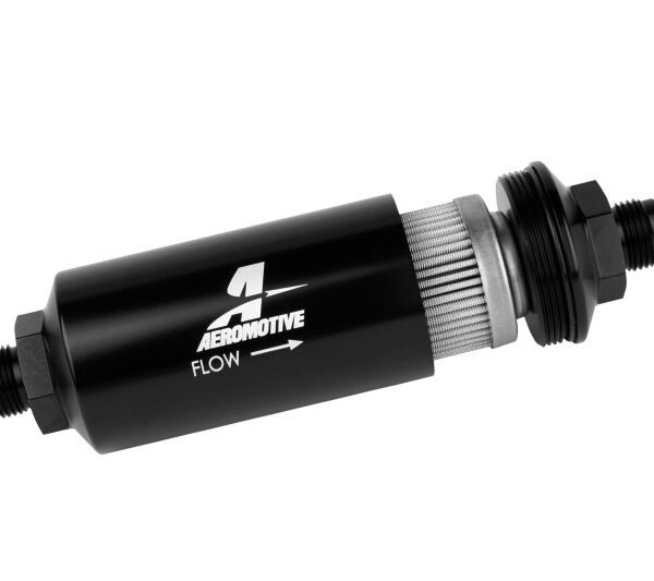 Aeromotive In-Line Filter - (AN -8 Male) 40 Micron Stainless Mesh Element Bright Dip Black Finish