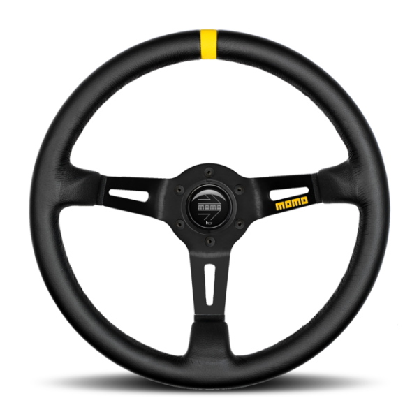 Momo MOD08 Steering Wheel 350 mm -  Black Leather/Black Spokes/1 Stripe