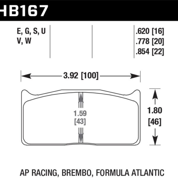 Hawk DTC-80 AP Racing/Brembo 16mm Race Brake Pads