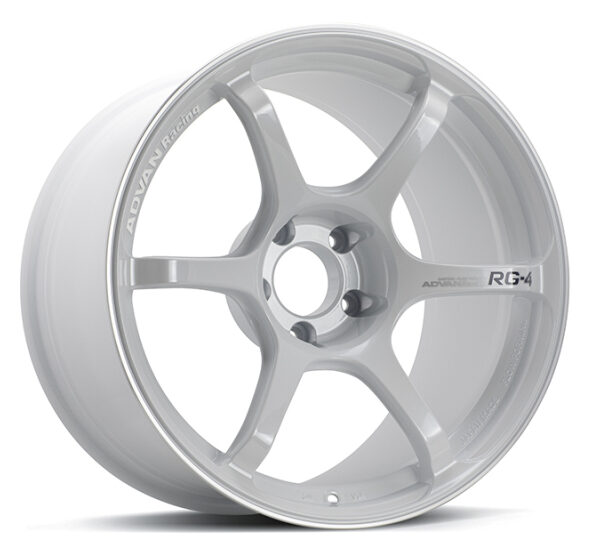 Advan RG-4 18x9.5 +45 5-120 Racing White Metallic & Ring Wheel
