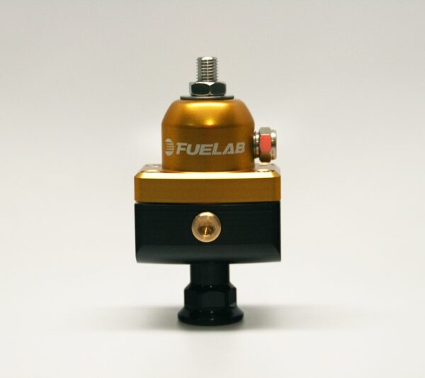 Fuelab 575 High Pressure Adjustable Mini FPR Blocking 25-65 PSI (1) -6AN In (2) -6AN Out - Gold