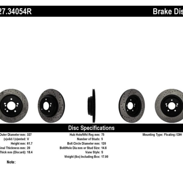 StopTech 00-03 BMW M5 (E39) Slotted & Drilled Right Rear Rotor