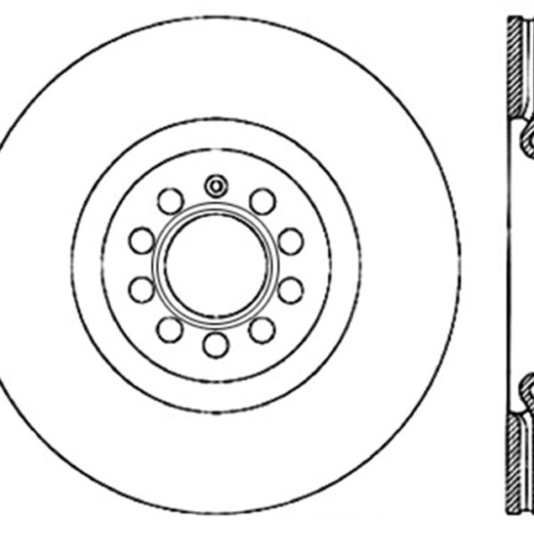 StopTech 08-12 Audi S3 SportStop Cryo Slotted & Drilled Front Left Rotor