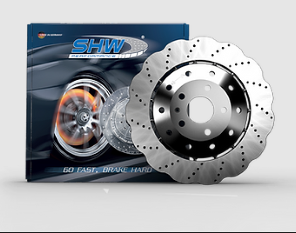SHW 14-20 Audi R8 5.2L (Excl Ceramic Brake) Front Drilled-Dimpled LW Wavy Brake Rotor (4S0615301B)