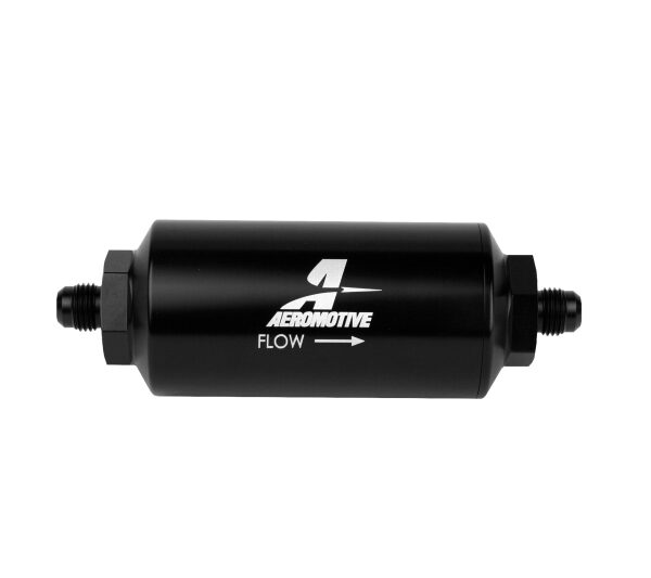 Aeromotive In-Line Filter - (AN-6 Male) 10 Micron Microglass Element Bright Dip Black Finish
