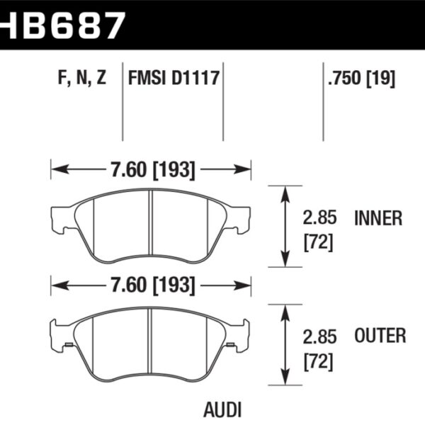 Hawk 09-11 Audi S6 Base 5.2L HPS 5.0 Street Brake Pads - Front