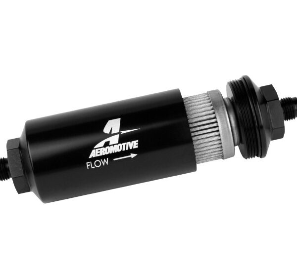 Aeromotive In-Line Filter - (AN-6 Male) 40 Micron Stainless Mesh Element Bright Dip Black Finish