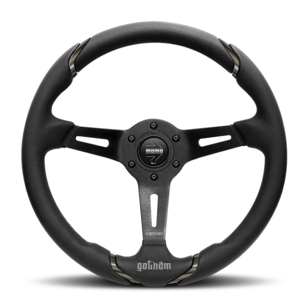 Momo Gotham Steering Wheel 350 mm - Black Leather/Black Spokes