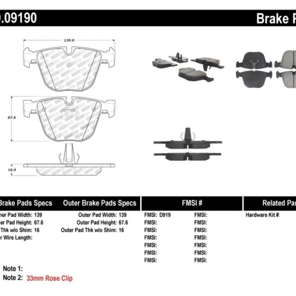 StopTech Performance 06-09 BMW M5 E60 / 07-09 M6 E63/E63 Rear Brake Pads