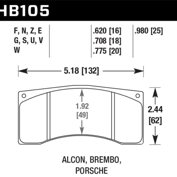 Hawk DTC-80 Brembo/Alcon 25mm Race Brake Pads
