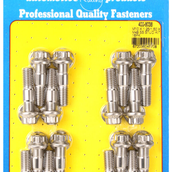 ARP M10 x 1.25/1.50 x 48 Stainless Steel 12pt Broached Stud Kit (16/pkg)