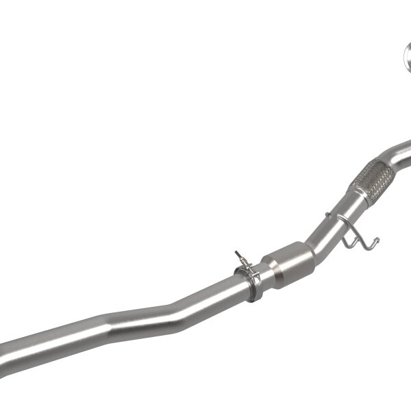 aFe Power Twisted Steel Down Pipe 3in 304 Stainless Steel w/ Cat 15-18 VW Golf R MKVII L4-2.0L (t)