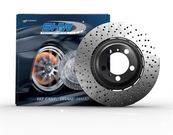 SHW 20-21 Porsche 718 Cayman GT4 4.0L Right Front Drill-Dimp Lightweight Brake Rotor (98135140681)