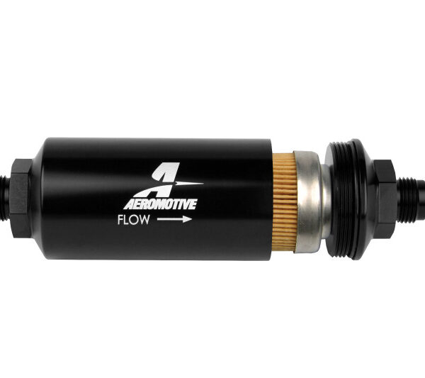Aeromotive In-Line Filter - (AN -8 Male) 10 Micron Fabric Element Bright Dip Black Finish