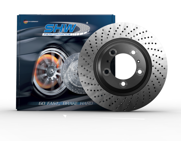 SHW 17-19 Porsche 911 Carrera 3.0L w/o Ceramics Left Front Cross-Drilled MB Brake Rotor (9P1615301A)