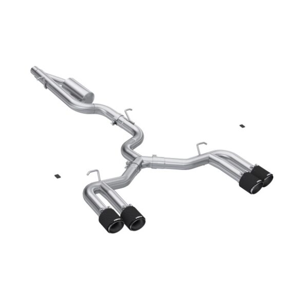 MBRP 22-24 Audi S3 2.0L Armor Pro T304 SS 3in Cat-Back Quad Split Rear Exhaust w/ Carbon Fiber Tips