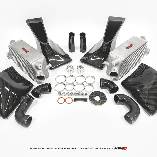 AMS Performance 13-15 Porsche 911 Turbo/Turbo S (991.1) Alpha Intercooler Kit w/Carbon Fiber Shrouds