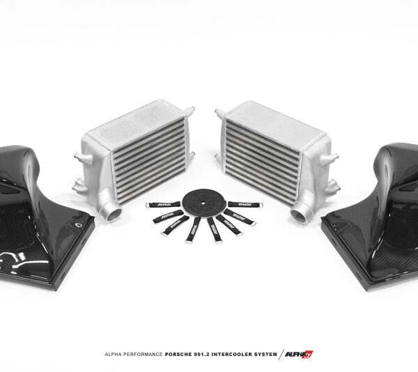 AMS Performance 16-19 Porsche Carrera/Carrera S (991.2) Alpha Intercooler Kit w/Carbon Fiber Shrouds